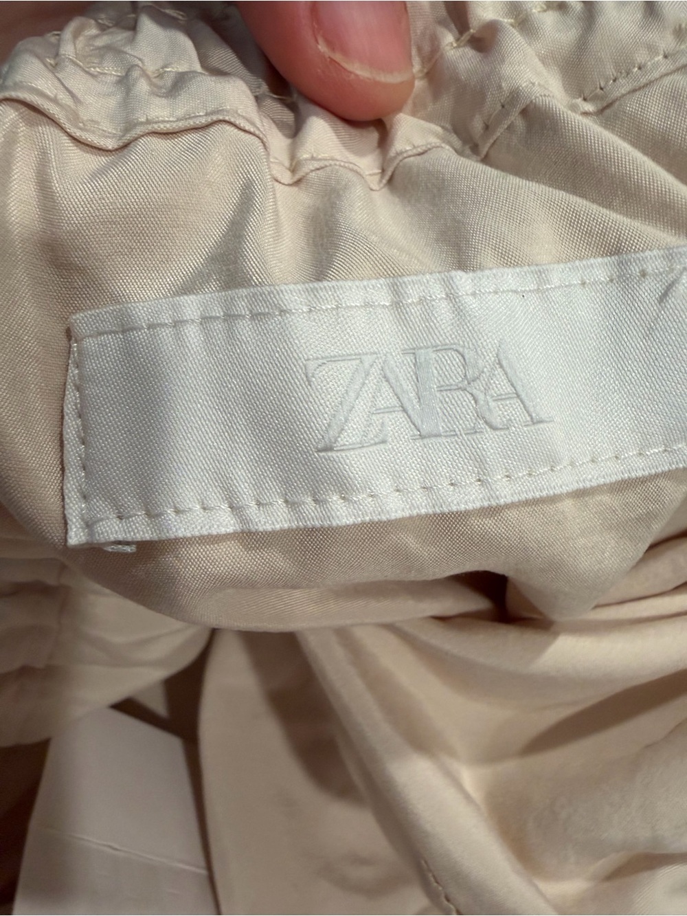 Zara Beige Satin-Look Pants - Picture 9 of 14